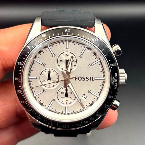 Fossil Autocross BQ2068 Mens Chronograph Stainless Steel Black Silicone Strap - Picture 4 of 17